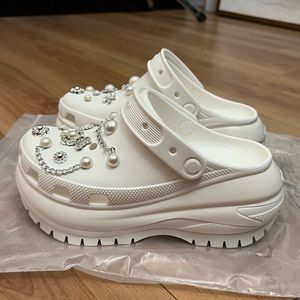 Crocs mega crush white platforms with custom charms sz US 7